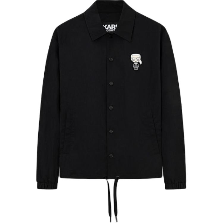 Karl Lagerfeld Outdoor Logo Collared Single-Breasted Jacket - Black 236M1468