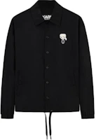 Karl Lagerfeld Outdoor Logo Collared Single-Breasted Jacket - Black 236M1468 Karl Lagerfeld Outdoor Logo Collared Single-Breasted Jacket - Black 236M1468