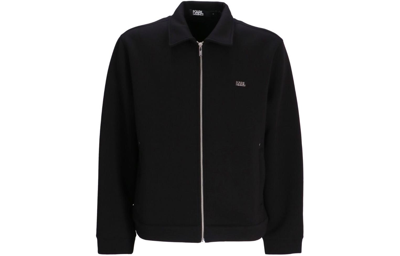 Karl Lagerfeld Outdoor Logo Patch Zip-Up Jacket Black 505064534903