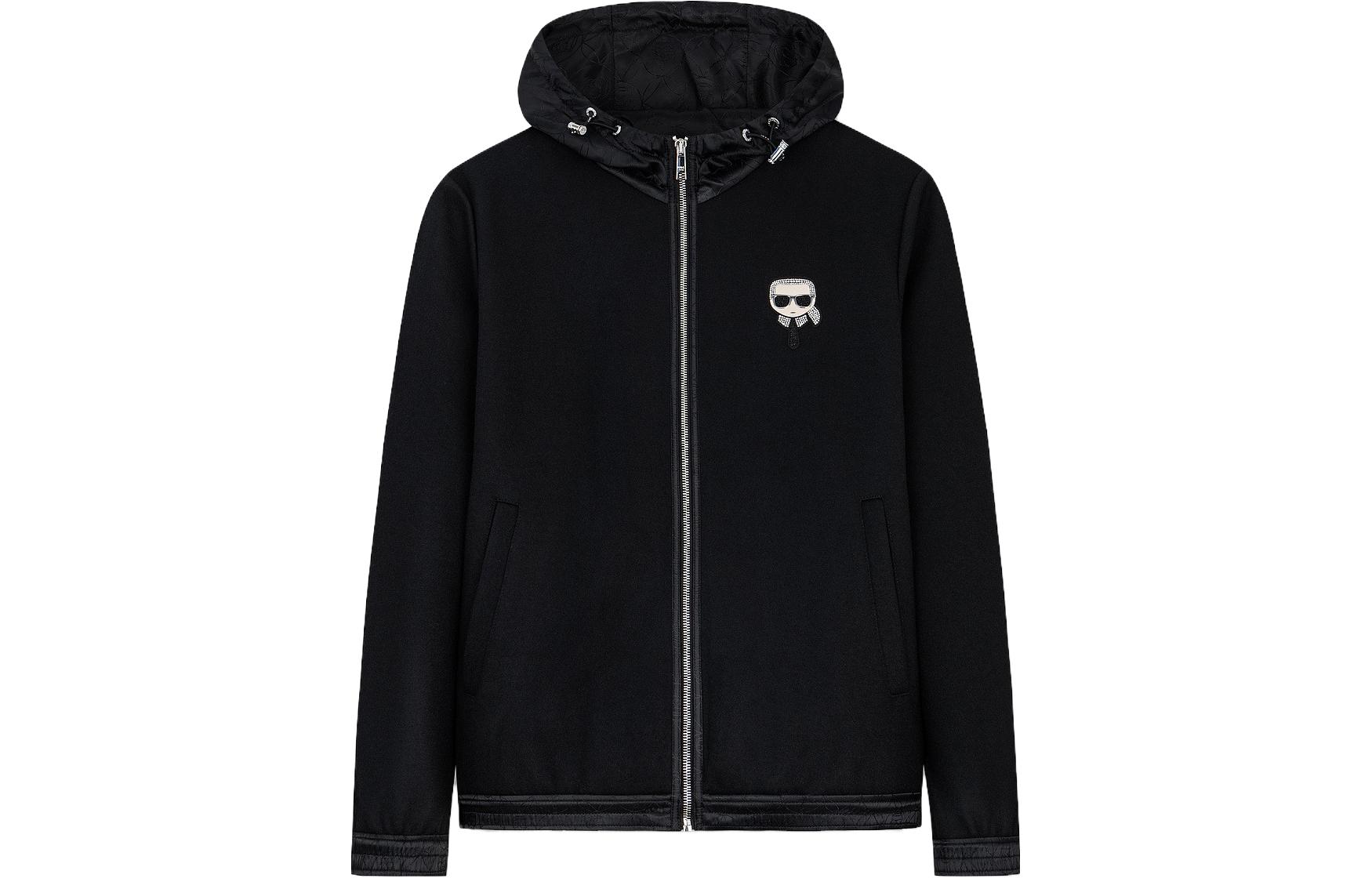 Karl Lagerfeld Outdoor Logo Print Hooded Zip Jacket Black 1K1B50101594