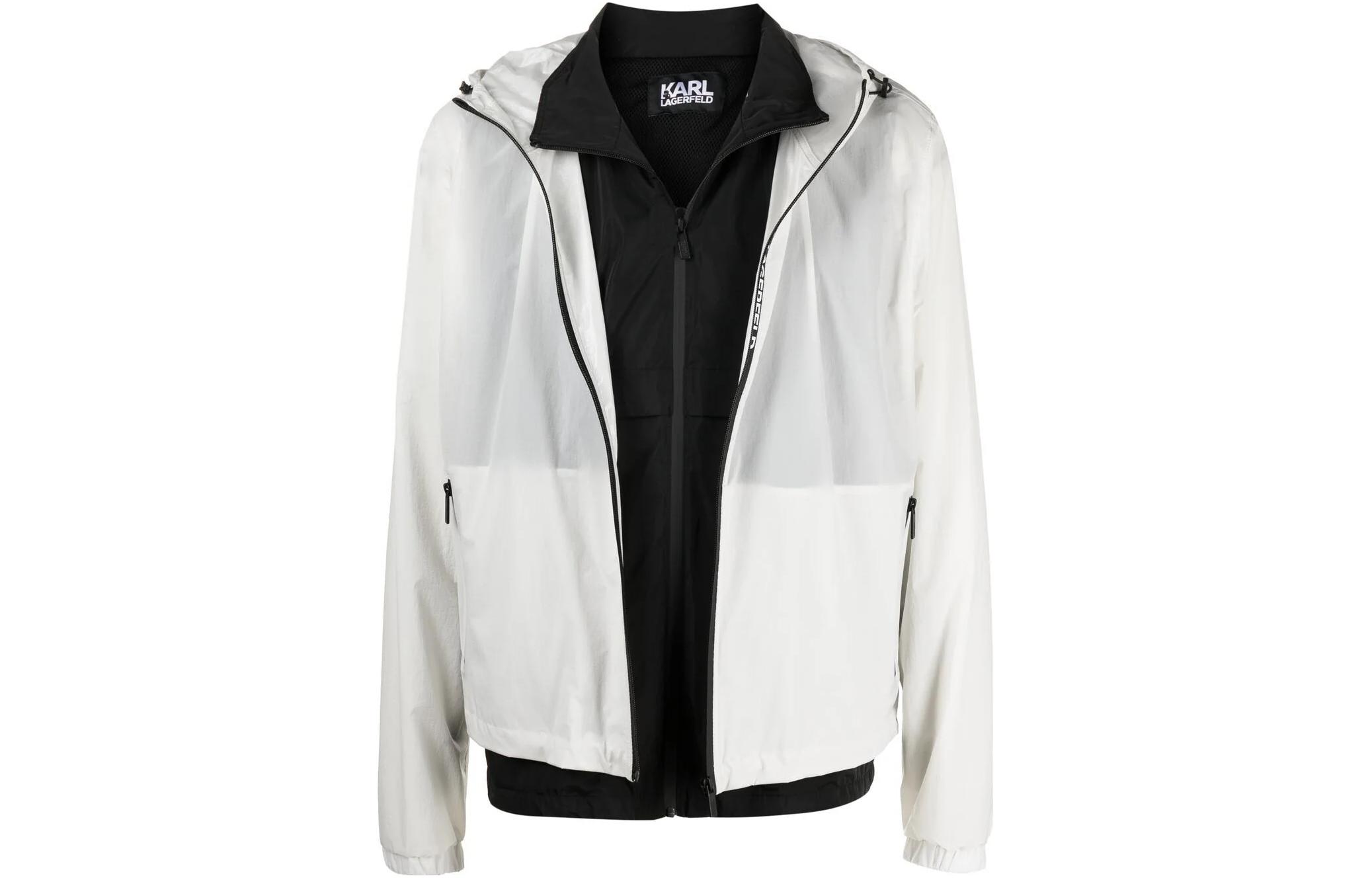Karl Lagerfeld Outdoor Logo Print Zip-Up Hoodie Jacket Black/White 5050600511569991