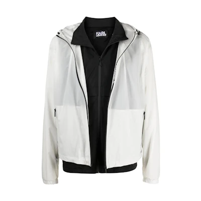 Karl Lagerfeld Outdoor Logo Print Zip-Up Hoodie Jacket Black/White 5050600511569991