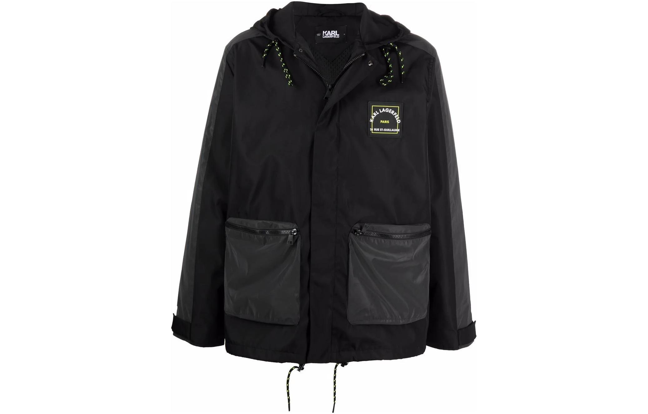 Karl Lagerfeld Outdoor Street Logo Print Hooded Jacket for Men 215M1400996