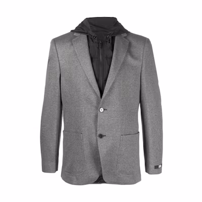 Karl Lagerfeld Outdoor Street Style Layered Button-Up Jacket - Dark Grey 15538410524035