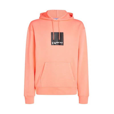 Karl Lagerfeld Peach Orange Logo Appliqué Knit Texture Hoodie Men 231D1850202