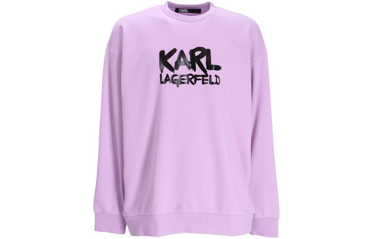 Karl Lagerfeld Pink Pullover Sweatshirt with Logo Print - 705280531900230