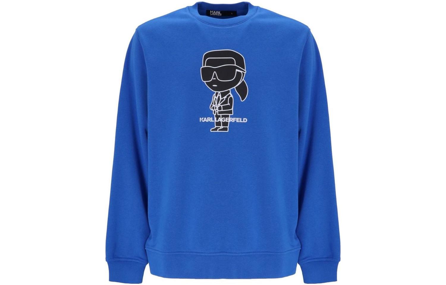Karl Lagerfeld Pullover Sweatshirt Blue with Chest Logo Print 705089531900650