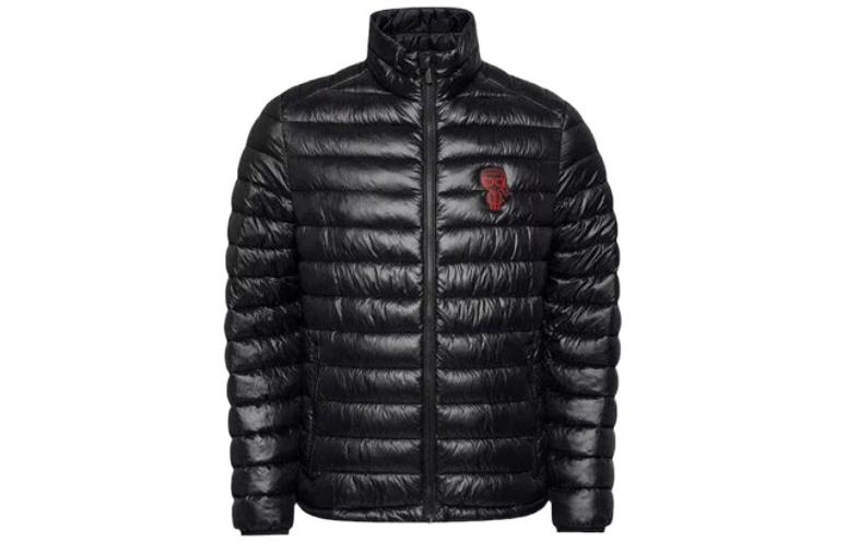 Karl Lagerfeld Quilted Applique Stand Collar Jacket Black 505096512590