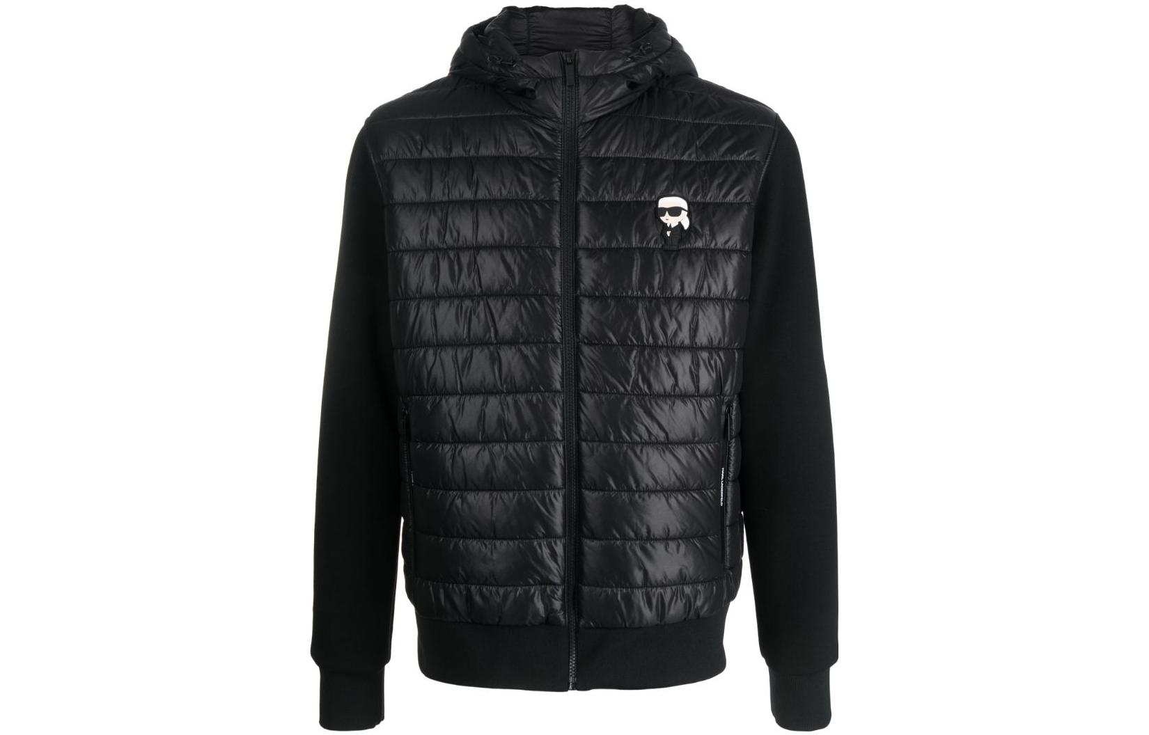 Karl Lagerfeld Quilted Patchwork Logo Jacket Black Urban Street Style 505060534560