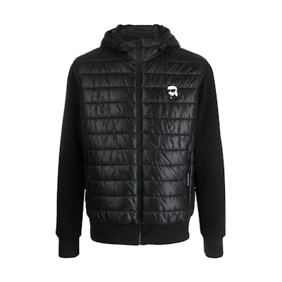 Karl Lagerfeld Quilted Patchwork Logo Jacket Black Urban Street Style 505060534560