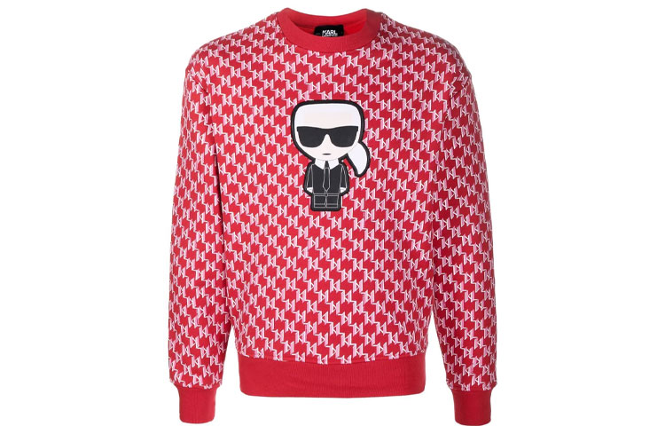 Order Karl Lagerfeld 紅色卡通圖案長袖男女款休閒圓領衛衣 220W1884-500