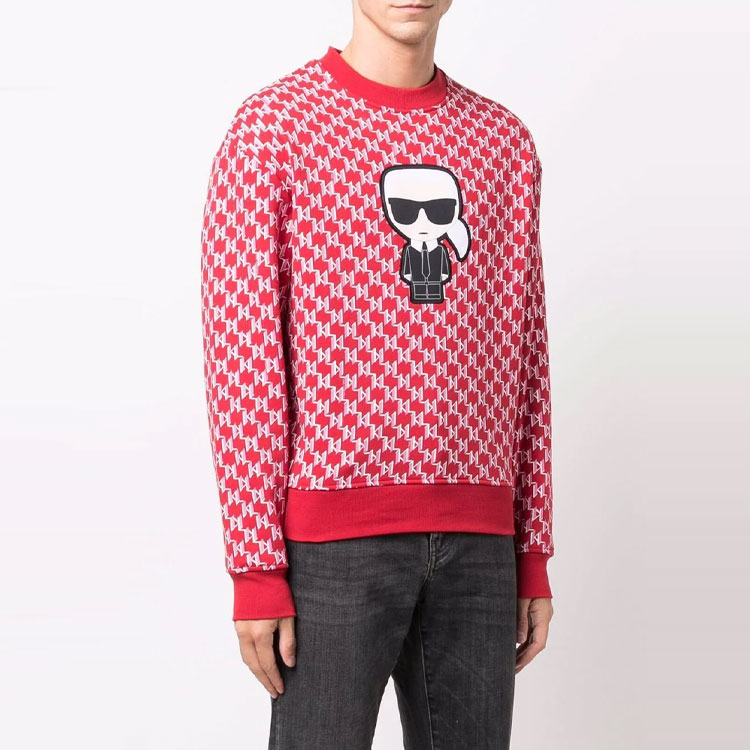 Lookbook Karl Lagerfeld 紅色卡通圖案長袖男女款休閒圓領衛衣 220W1884-500