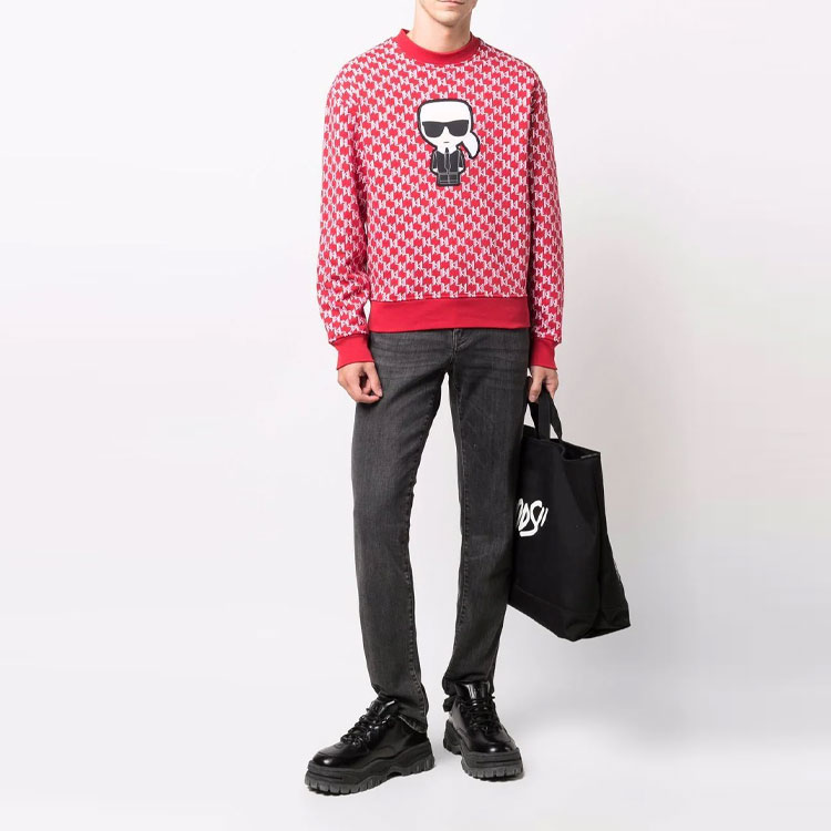 Details for Karl Lagerfeld 紅色卡通圖案長袖男女款休閒圓領衛衣 220W1884-500