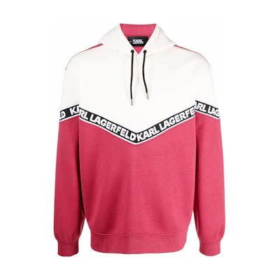 Karl Lagerfeld Red Logo Print Colorblock Hoodie Men’s Long Sleeve 216M1806576576