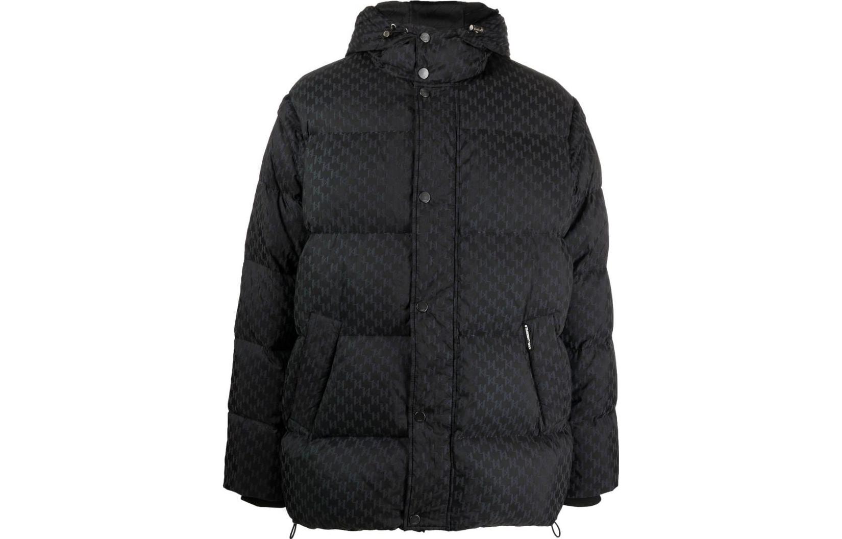 Karl Lagerfeld Reflective Logo Hooded Jacket Black Outdoor Style 226M1580Q08