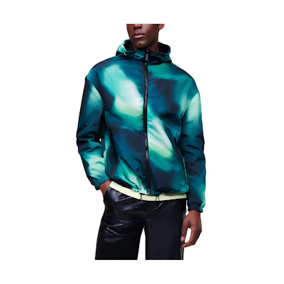 Karl Lagerfeld Reversible Wave Pattern Hooded Jacket Green Outdoor Wear KL235474631