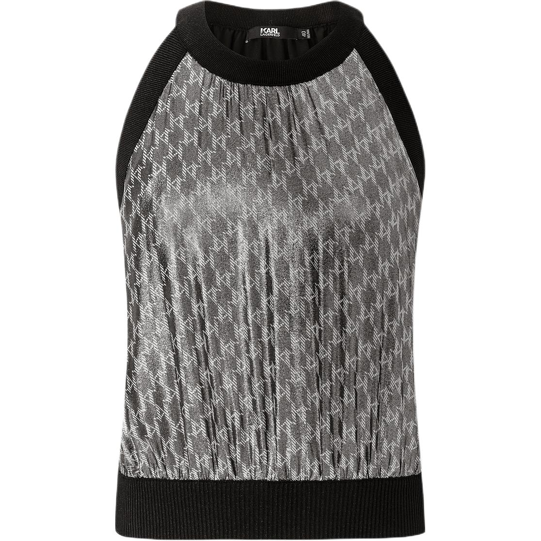 Karl Lagerfeld Silver Geometric Print Slim Fit Sleeveless Tank Top Women 231L2201
