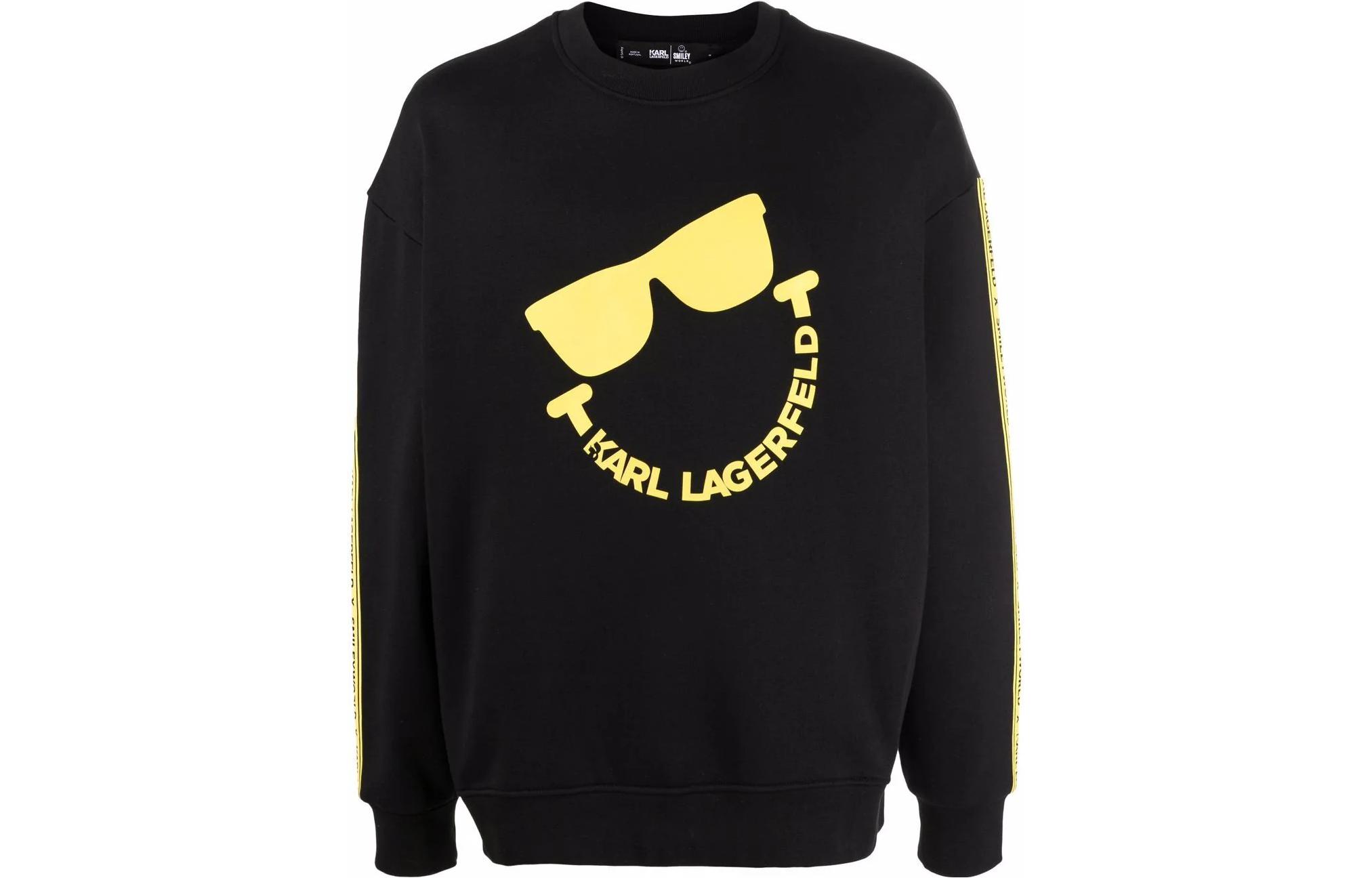 Karl Lagerfeld Smiley Logo Print Crewneck Sweatshirt Black 221M1851999