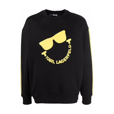 Karl Lagerfeld Smiley Logo Print Crewneck Sweatshirt Black 221M1851999
