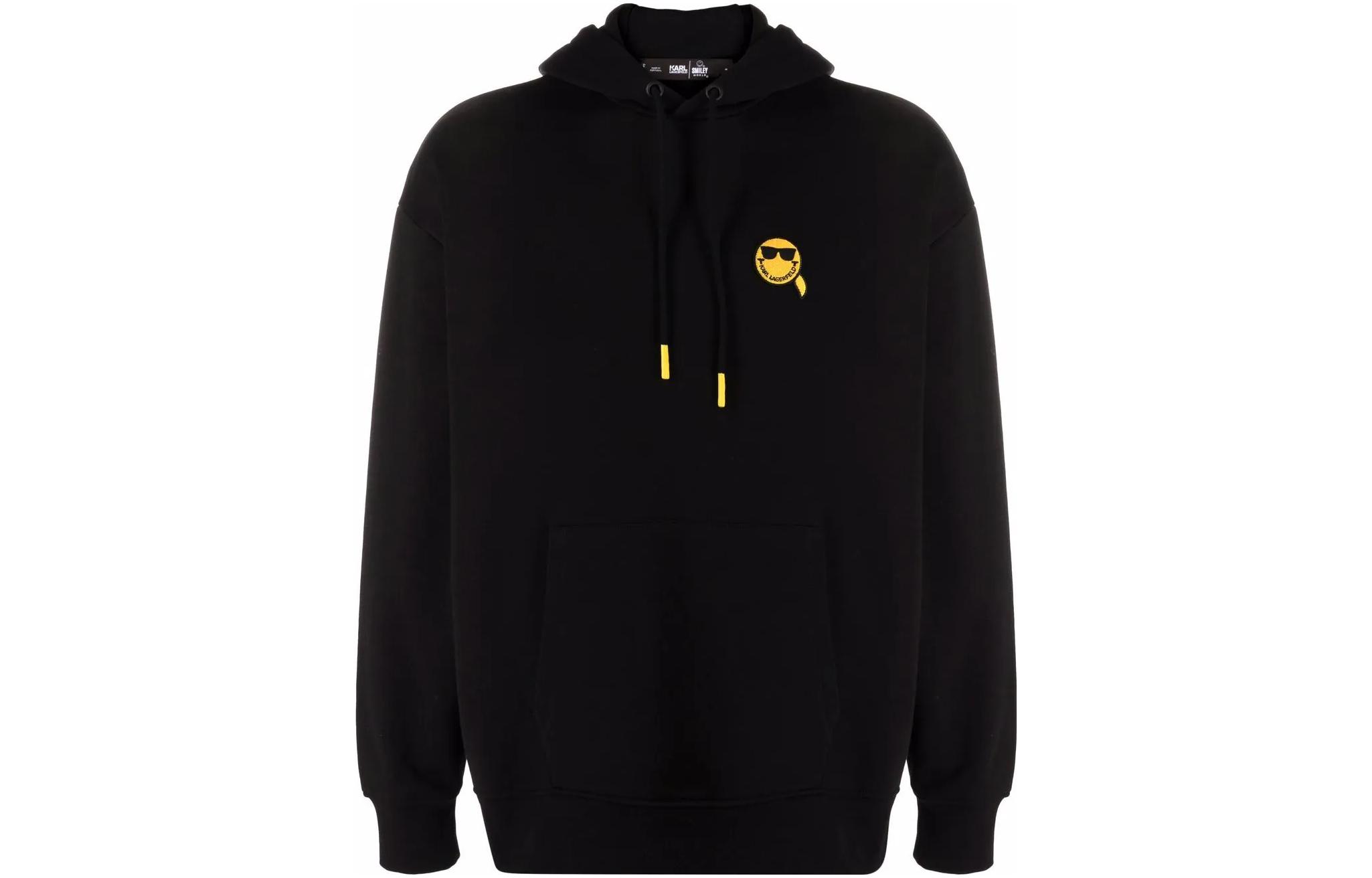 Karl Lagerfeld Smiley Print Hoodie Black Unisex Casual Streetwear 221M1850999