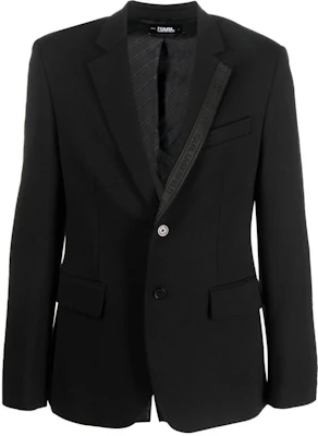 Karl Lagerfeld Solid Black Single-Breasted Blazer Jacket 220M1401999 Buy Karl Lagerfeld Solid Black Single-Breasted Blazer Jacket 220M1401999