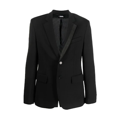 Karl Lagerfeld Solid Black Single-Breasted Blazer Jacket 220M1401999