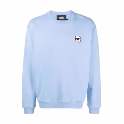 Karl Lagerfeld Solid Cartoon Print Pullover Sweatshirt Men’s Blue 230M1801376