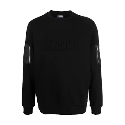 Karl Lagerfeld Solid Color Crewneck Long Sleeve Sweatshirt Black 7050000512913