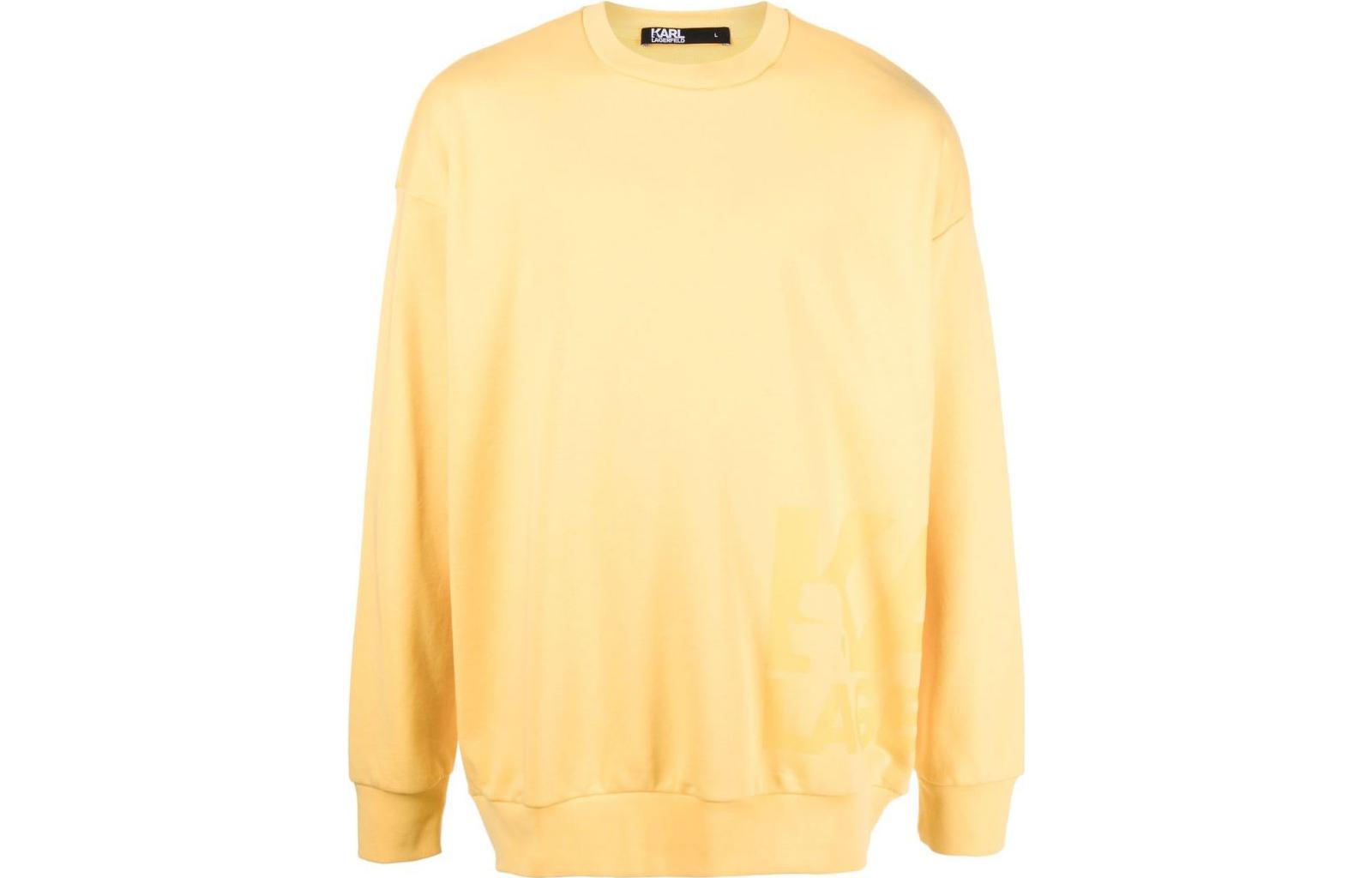 Karl Lagerfeld Solid Color Crewneck Sweatshirt Yellow Men’s Long Sleeve 705284521900