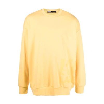 Karl Lagerfeld Solid Color Crewneck Sweatshirt Yellow Men’s Long Sleeve 705284521900