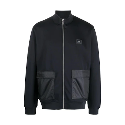 Karl Lagerfeld Solid Color Letter Logo Stand Collar Jacket for Work & Travel 705095531902-990