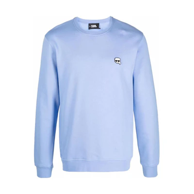 Karl Lagerfeld Solid Color Logo Patch Crewneck Sweatshirt Blue () 210M1810319