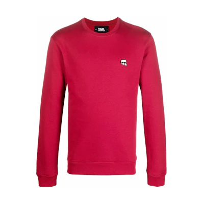 Karl Lagerfeld Solid Color Logo Patch Crewneck Sweatshirt Men Red 210M1810576