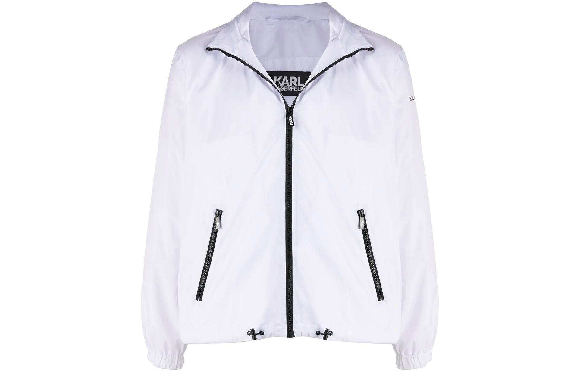 Karl Lagerfeld Solid Color Outdoor Street Travel Zip-Up Jacket 505004501500