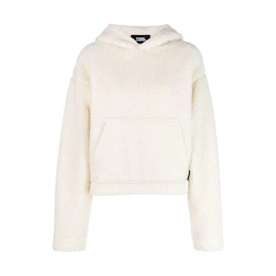 Karl Lagerfeld Solid Color Short Hoodie White Long Sleeve 236W1813110