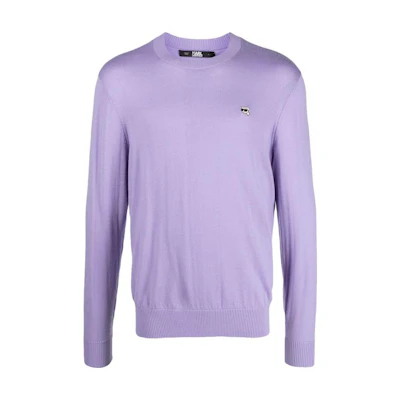 Karl Lagerfeld Solid Crewneck Pullover Sweatshirt Purple 230M2000066