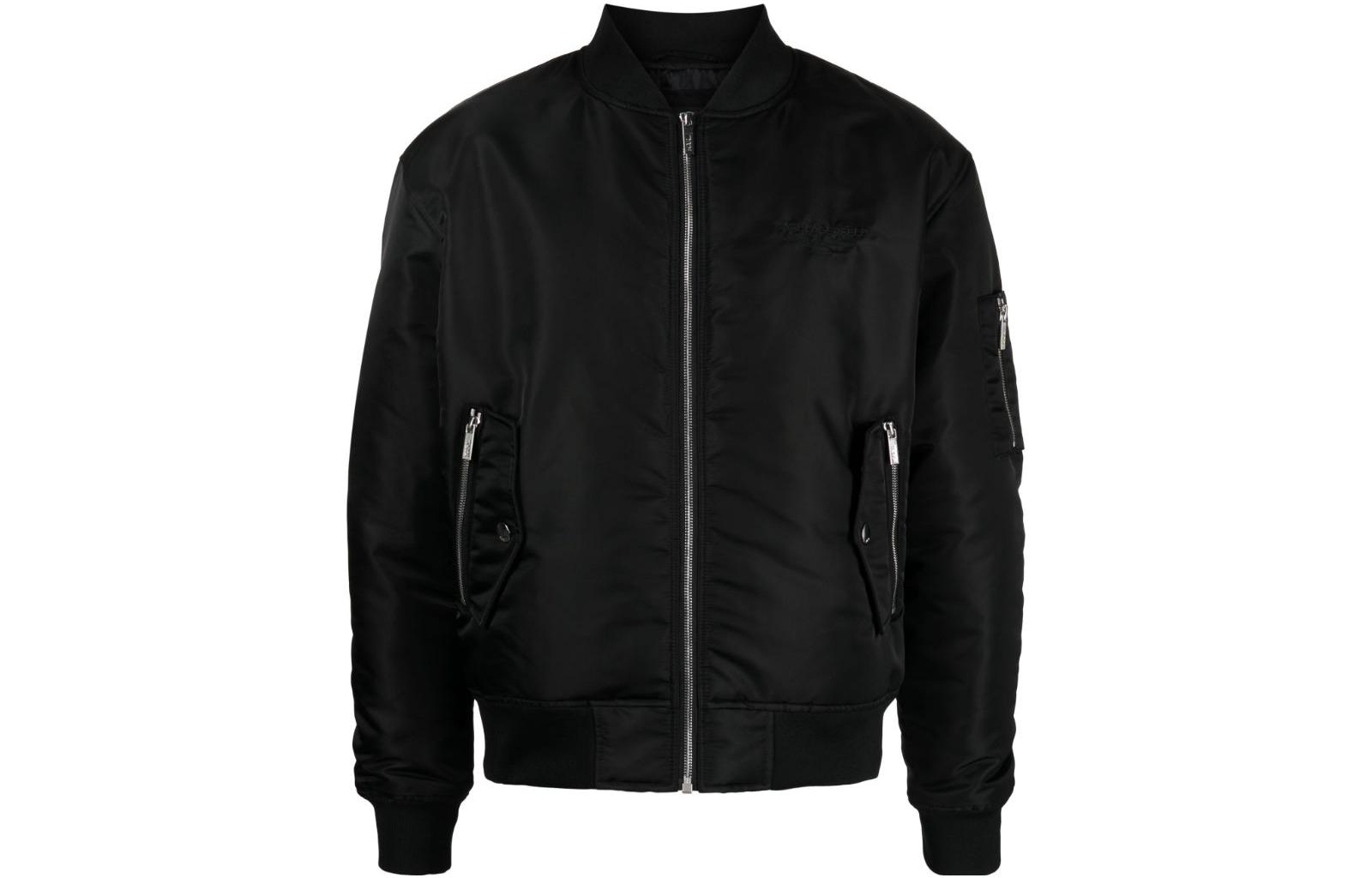 Karl Lagerfeld Solid Logo Embroidered Puffer Bomber Jacket Men’s Black 505005534516