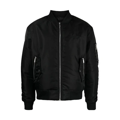 Karl Lagerfeld Solid Logo Embroidered Puffer Bomber Jacket Men’s Black 505005534516