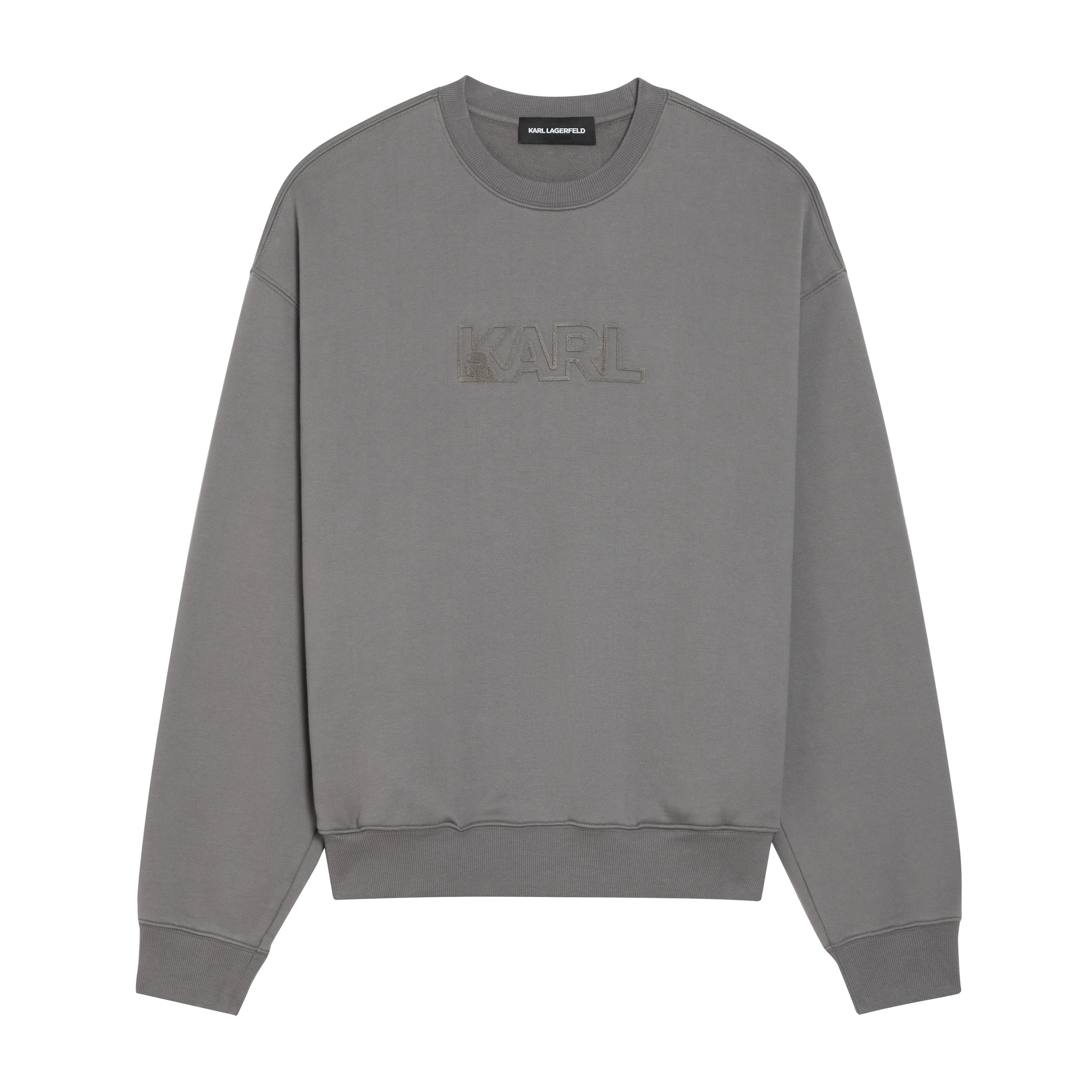 Karl Lagerfeld Solid Logo Jacquard Crewneck Sweatshirt Unisex Light Grey 1K3C50603836