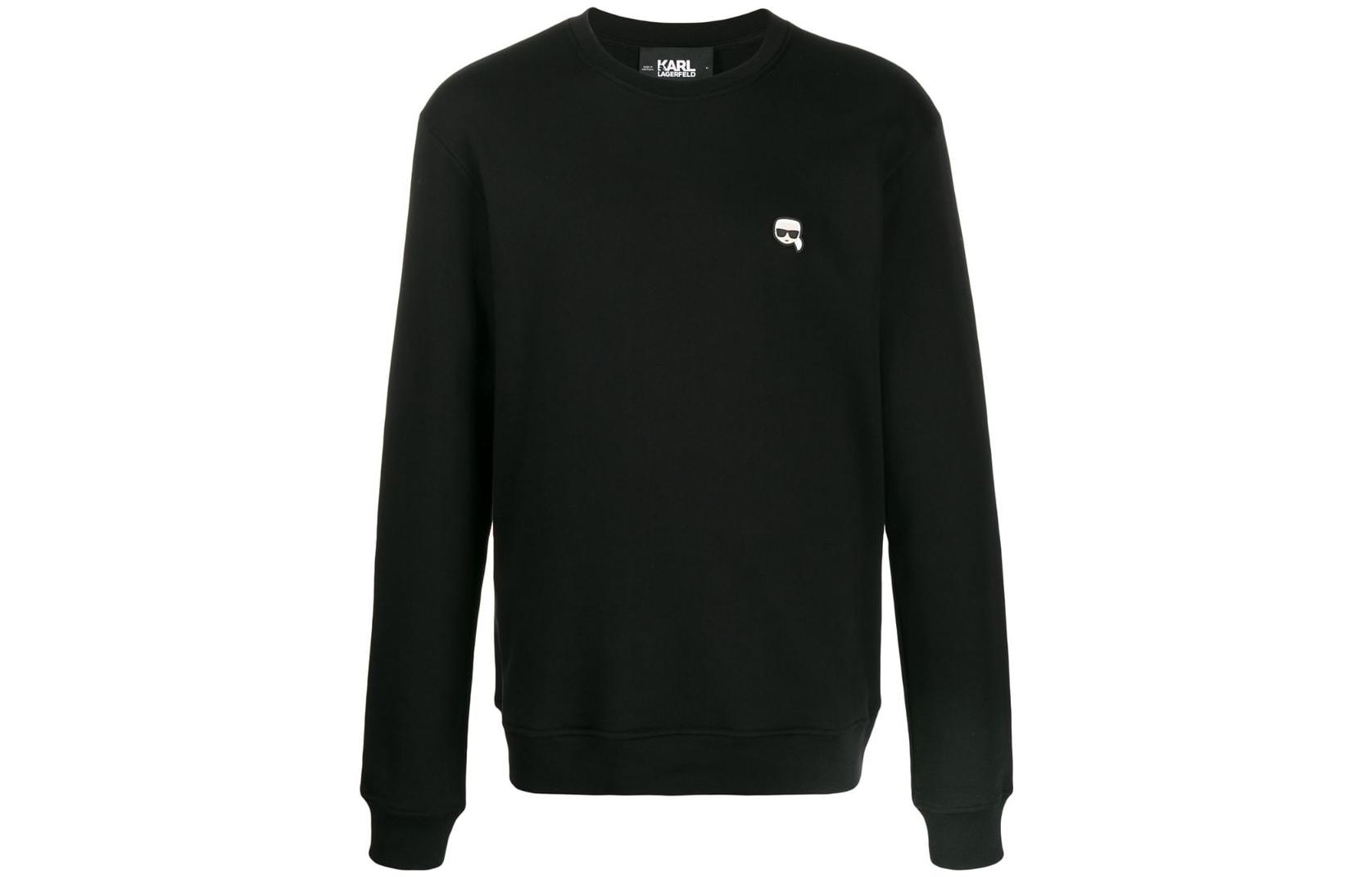 Karl Lagerfeld Solid Logo Patch Pullover Sweatshirt Black 201M1800999