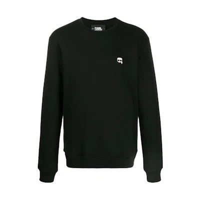 Karl Lagerfeld Solid Logo Patch Pullover Sweatshirt Black 201M1800999