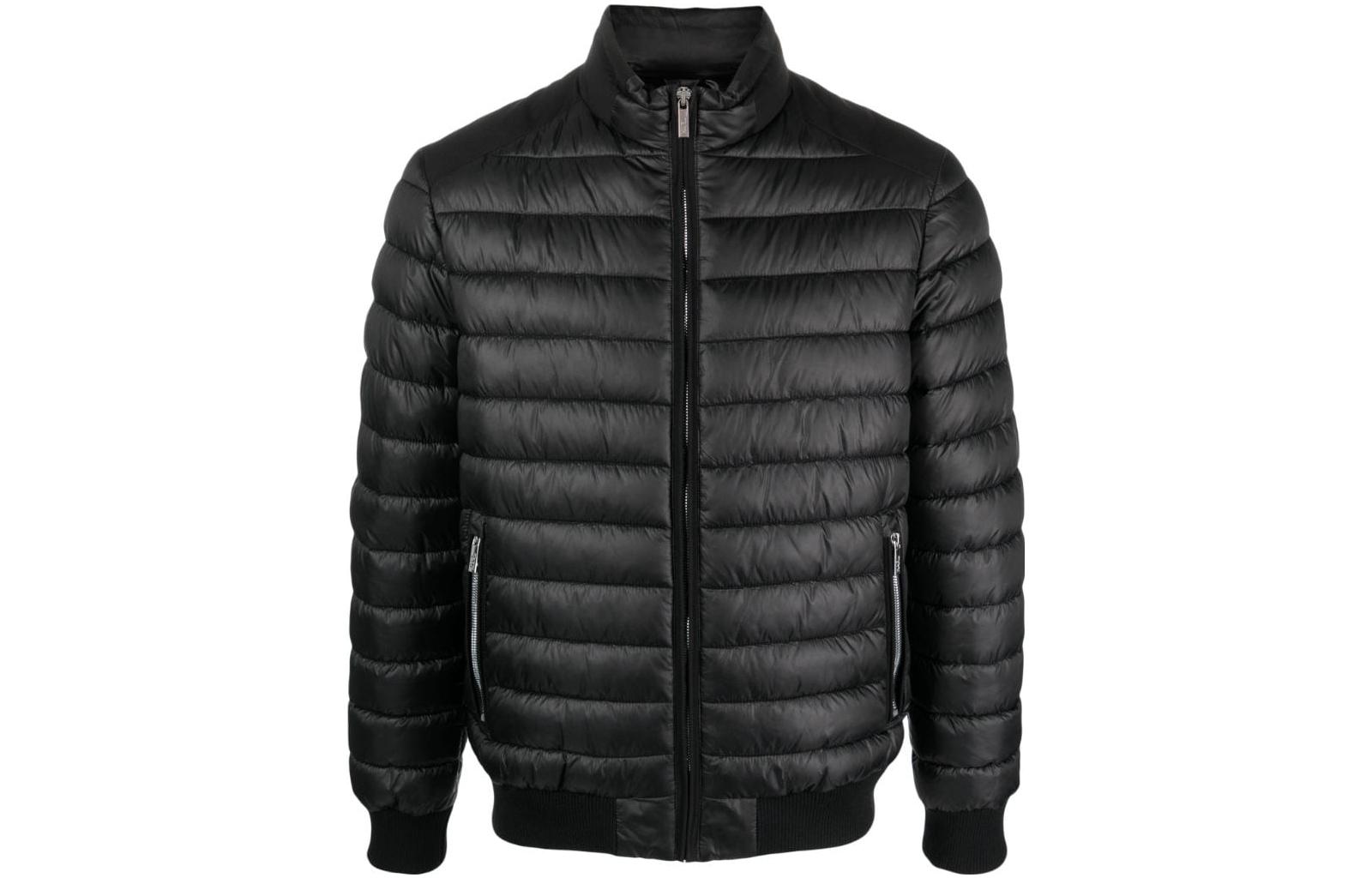 Karl Lagerfeld Solid Logo Patch Zip Jacket for Men in Black 505033534587