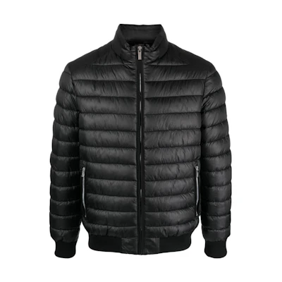 Karl Lagerfeld Solid Logo Patch Zip Jacket for Men in Black 505033534587