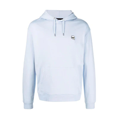 Karl Lagerfeld Solid Logo Print Blue Hoodie for Men 210M1811350