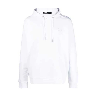 Karl Lagerfeld Solid Logo Print Casual Hoodie White - 705405521900010