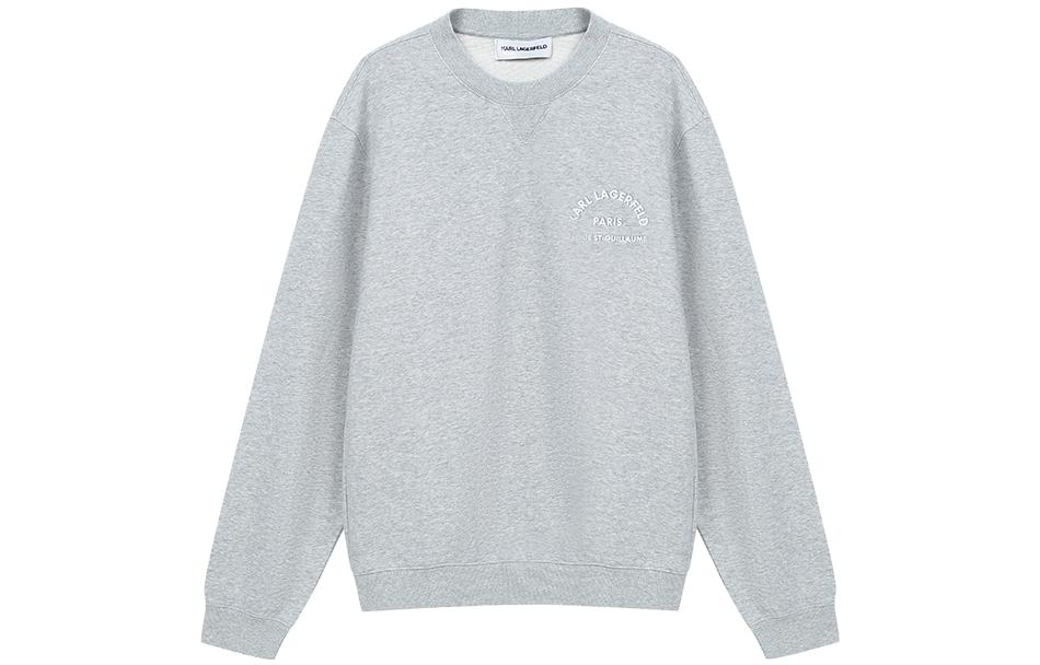 Karl Lagerfeld Solid Logo Print Crewneck Sweatshirt Unisex Grey 1K1D50603812004