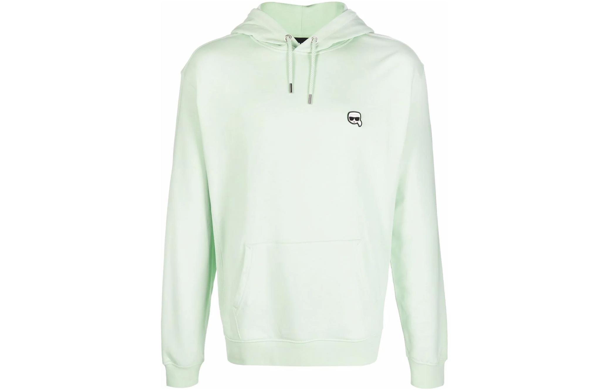 Karl Lagerfeld Solid Logo Print Green Hoodie Mens Long Sleeve Sweater 210M1811651