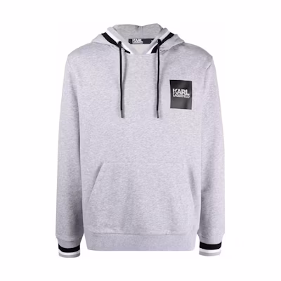 Karl Lagerfeld Solid Logo Print Hoodie Grey Men’s Long Sleeve 705080521900