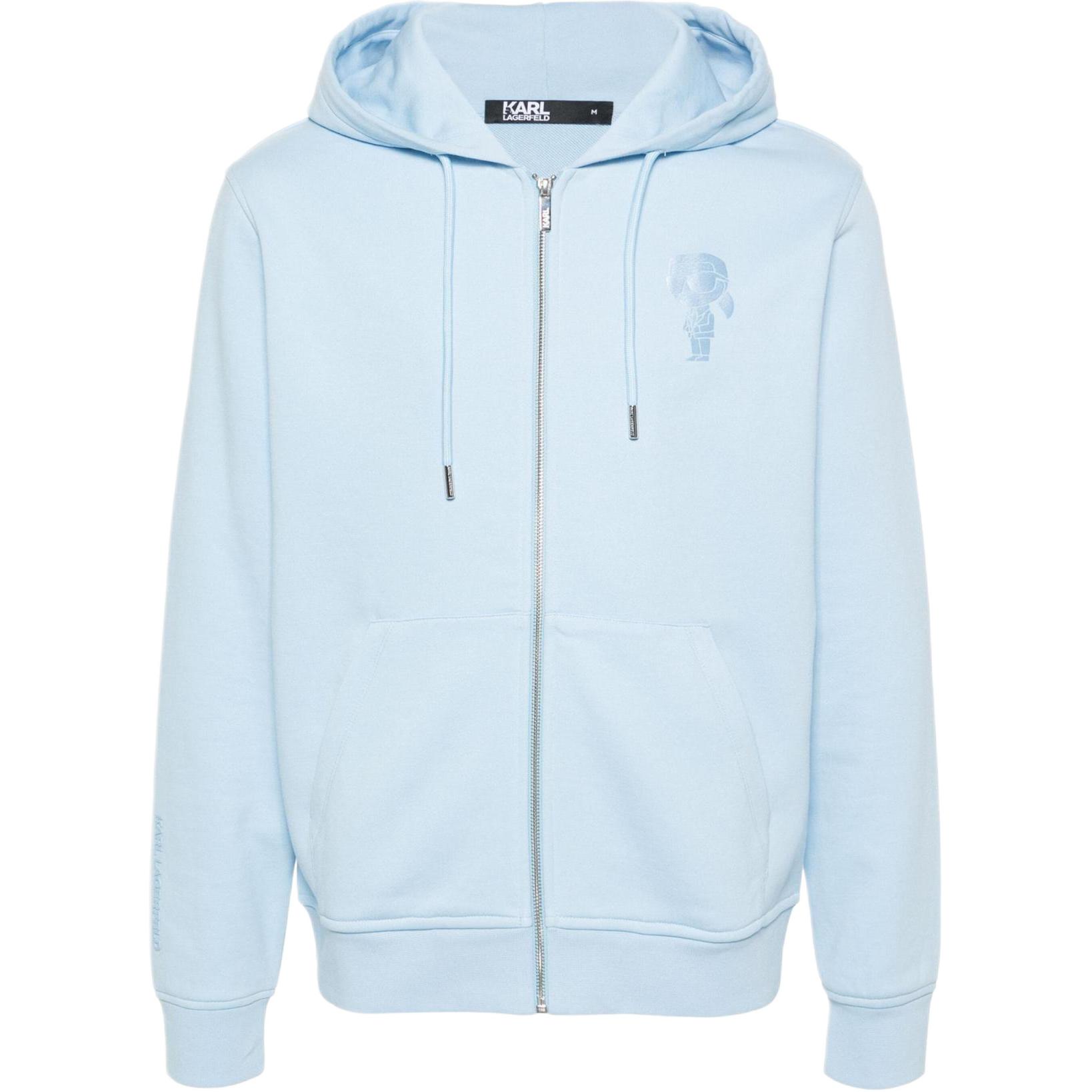 Karl Lagerfeld Solid Logo Print Slim Hoodie Sky Blue 705401541900620