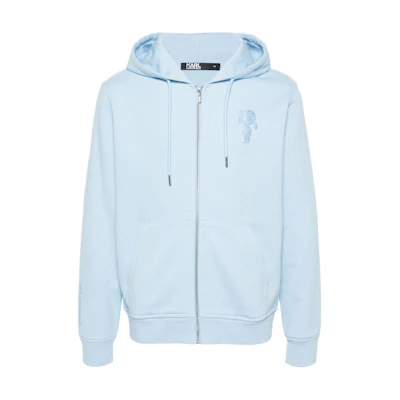 Karl Lagerfeld Solid Logo Print Slim Hoodie Sky Blue 705401541900620